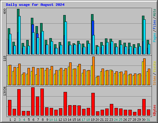 Daily usage for August 2024