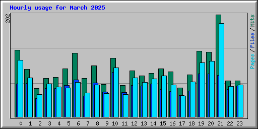 Hourly usage for March 2025